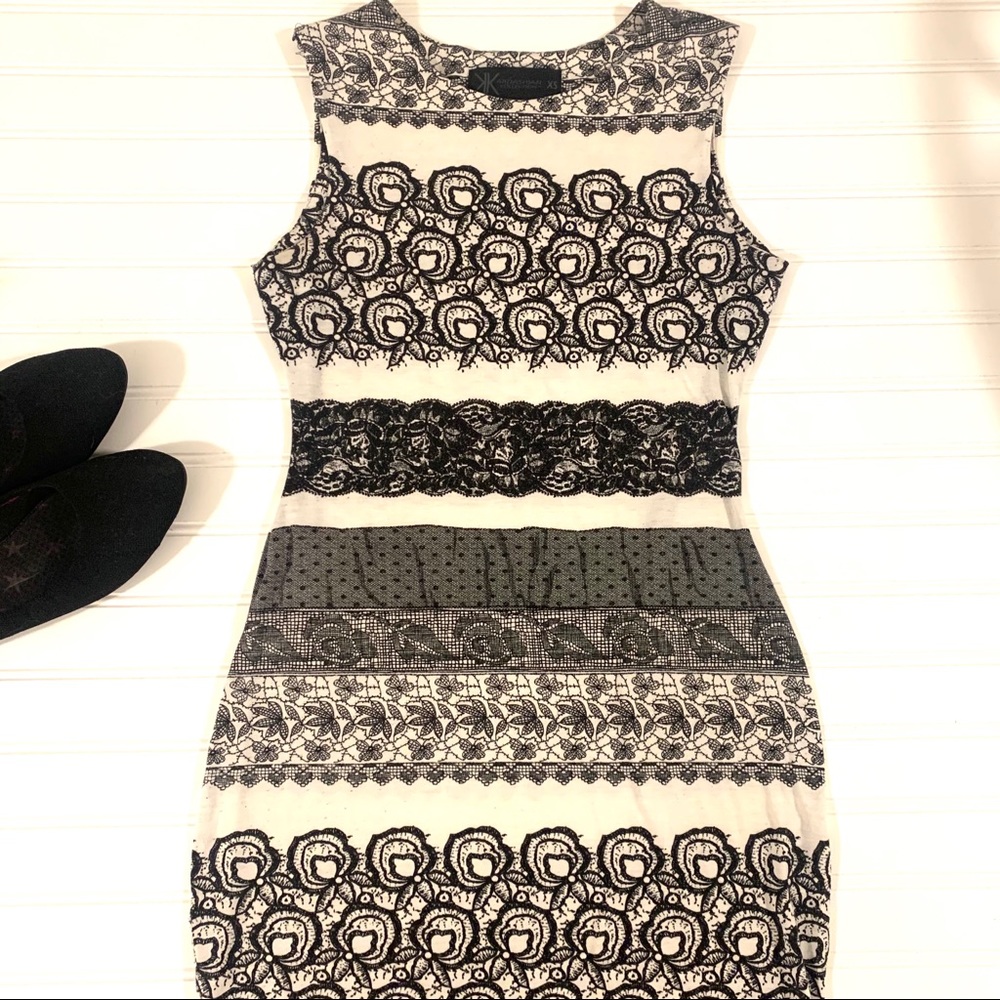 Kardashian Kollection Black White Dress